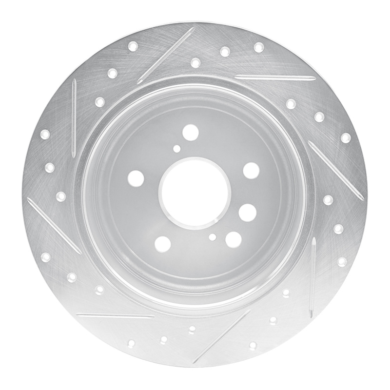 Toyota RAV4 Brake Rotor (1) - Rear Right - R1 Concepts - Drilled & Slotted - Silver - `04-`05